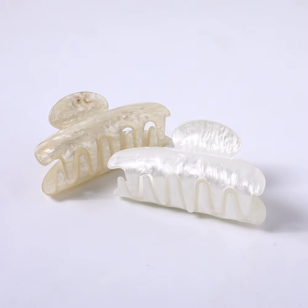 Pince à Cheveux en Acrylique à Rayures Marbrées pour Femme, Crabe, Griffes, Outil de Lavage, Accesso