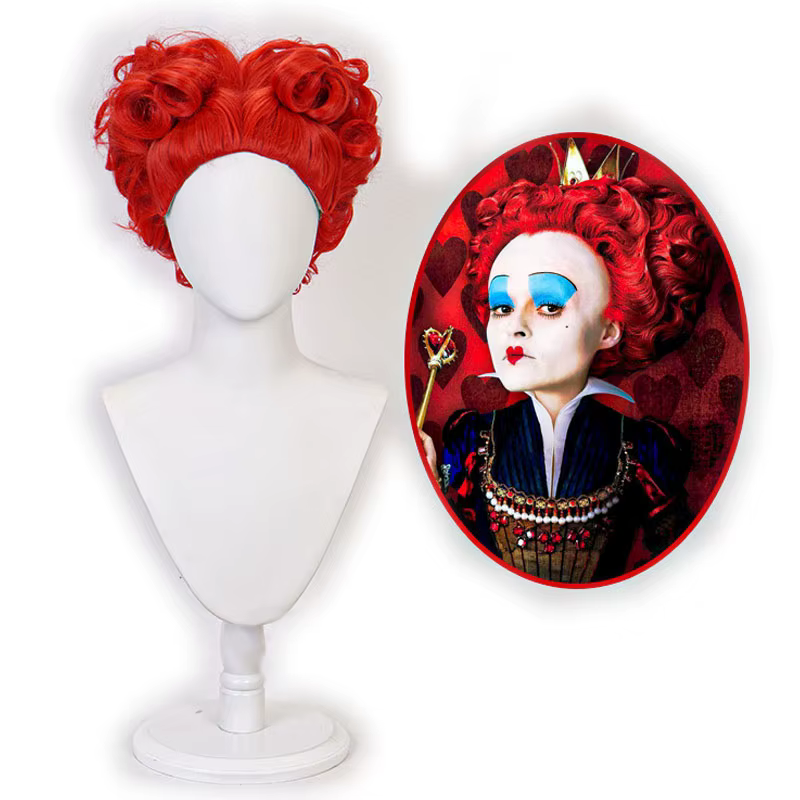 Perruque de Cosplay la reine rouge Alice au pays des merveilles pour femmes, Costume reine des cœurs