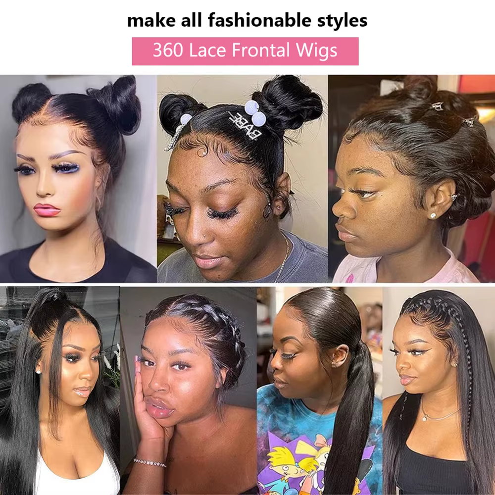 Perruque Lace Frontal Wig 360 naturelle brésilienne lisse, cheveux lisses, 13x6, Transparent, pre-pl