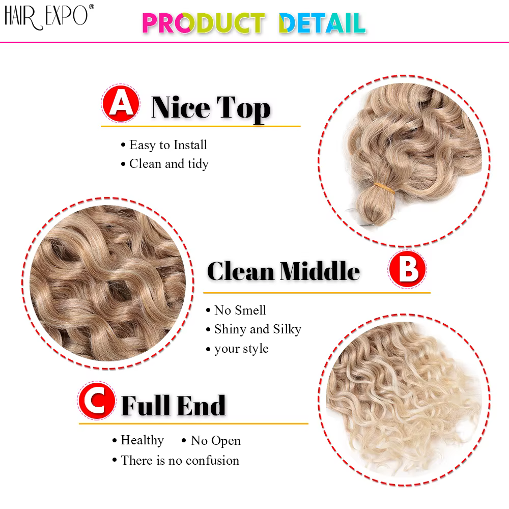 18 "24" océan vague Crochet tresses cheveux cheveux synthétiques Hawaii Afro Curl vague profonde tre