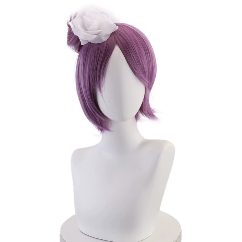 Perruque Ninja Konan Cos, perruque violette avec tête fleurie, perruque de déguisement Cosplay résis