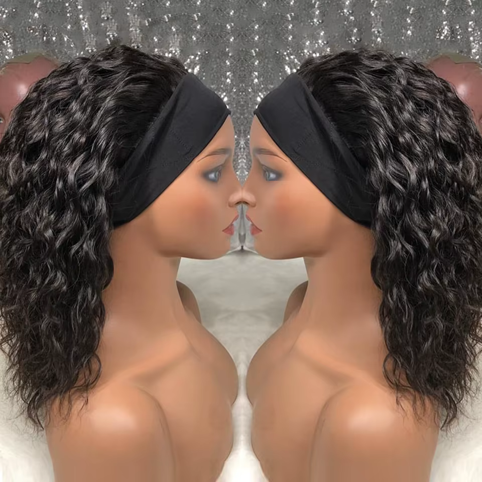 Bandeau vague d'eau perruque de cheveux humains perruque brésilienne vague d'eau bandeau demi perruq