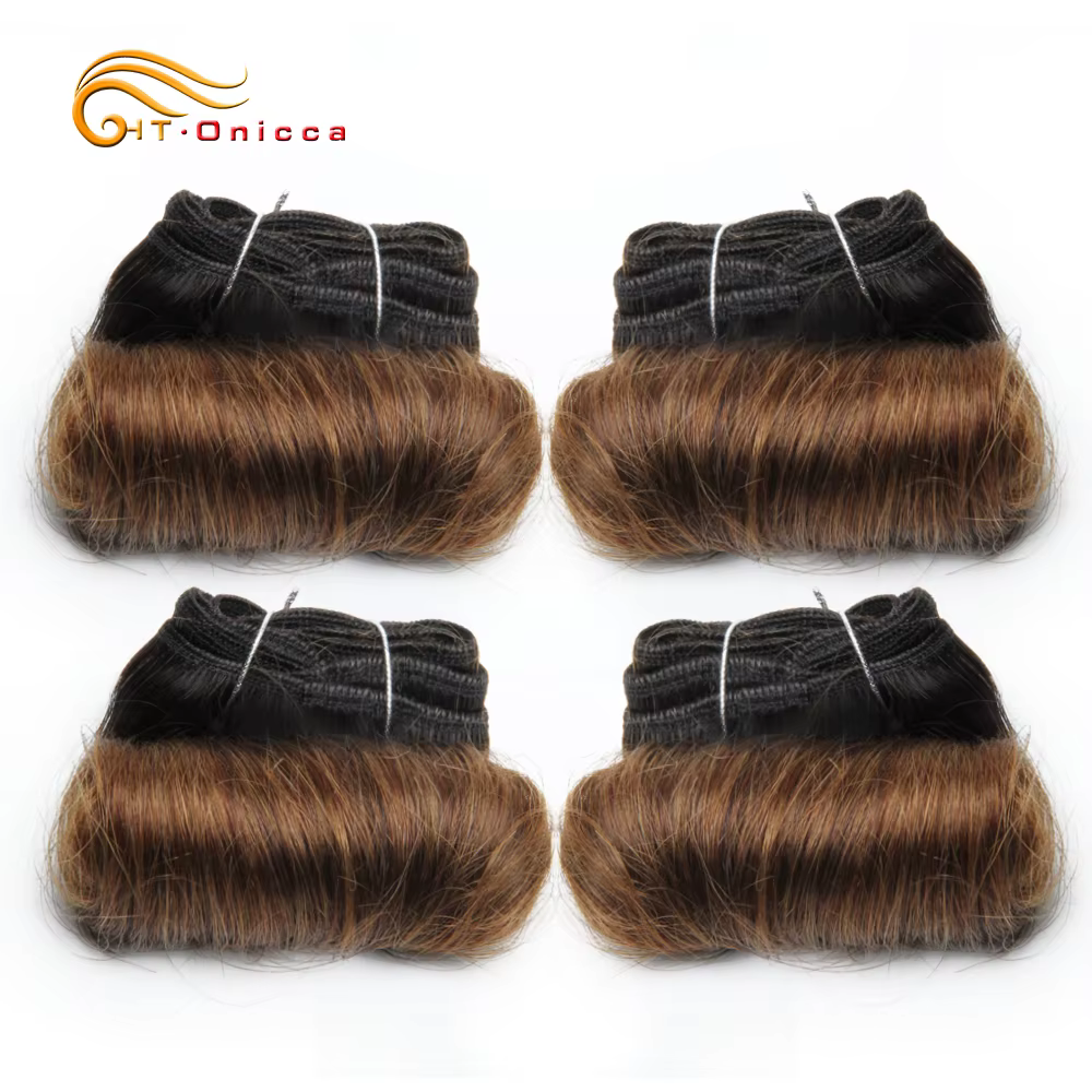 Tissage en lot brésilien Remy naturel Double bande, cheveux bouclés, couleur 1B 27 30 99J, 5 5 6 7 p