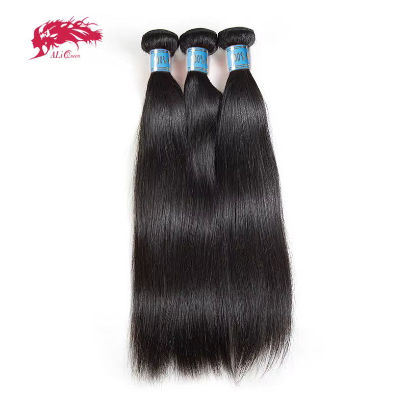 Ali Queen cheveux péruvien droit brut vierge cheveux humains paquets 8 "-28" couleur naturelle 3/4 p