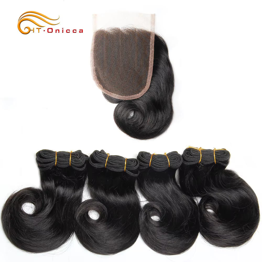 Mèches doubles de cheveux avec fermeture, perruque bouclée 100% naturelle, extension brésilien Remy,