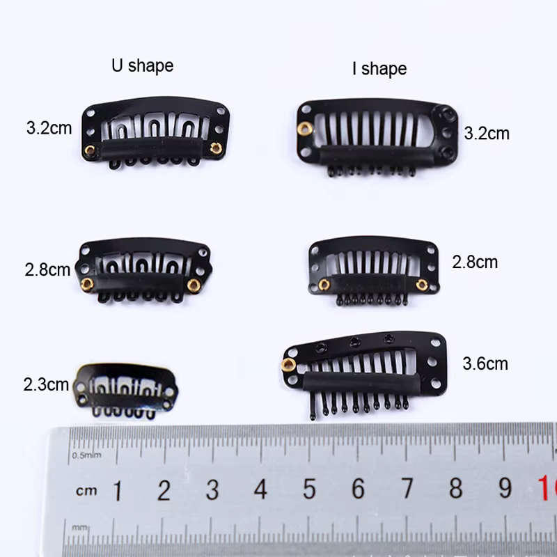 50pcs 2.3cm-3.6cm couleur marron noir perruque Clips Snap Clip pour Extension de cheveux perruque tr