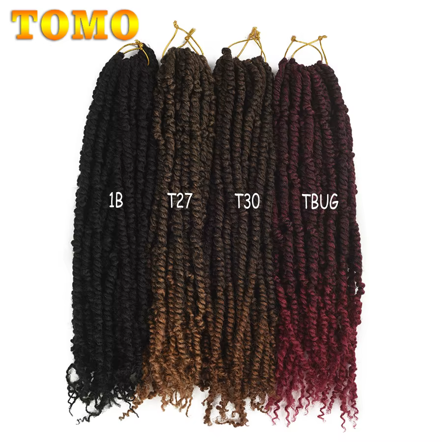 TOMO Passion torsion Crochet cheveux 12 18 24 "pré-bouclé synthétique Crochet tresses Extensions de