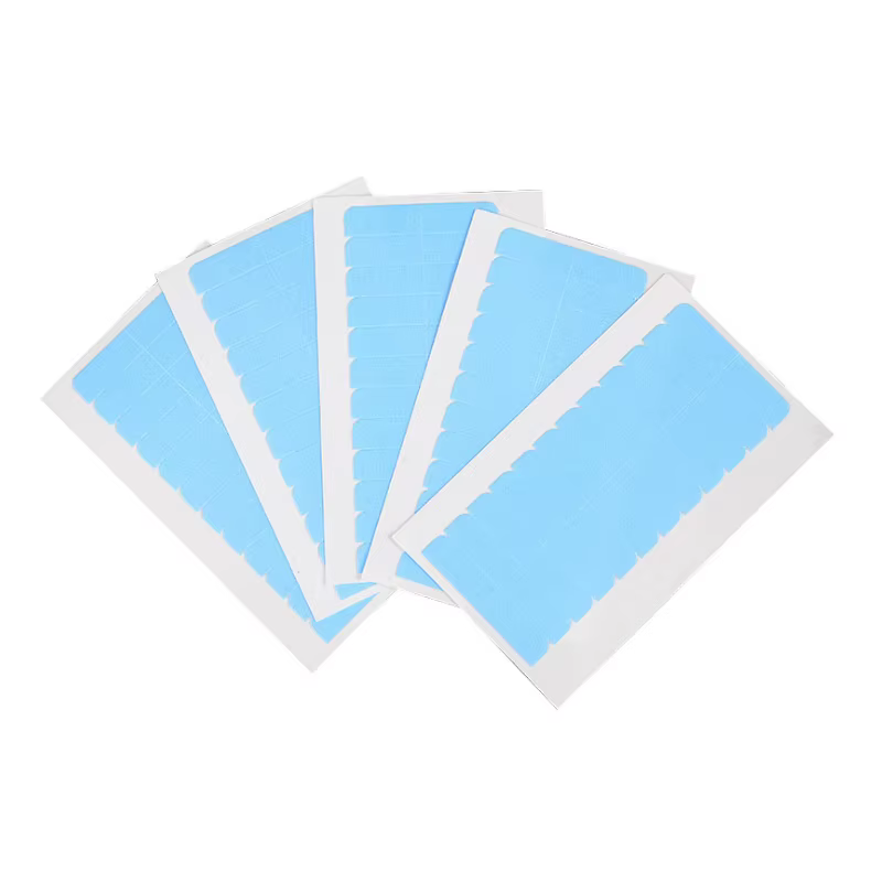 Ruban adhésif pour extensions de cheveux, 5 feuilles (60 onglets), prédécoupé, bleu blanc, pour remp