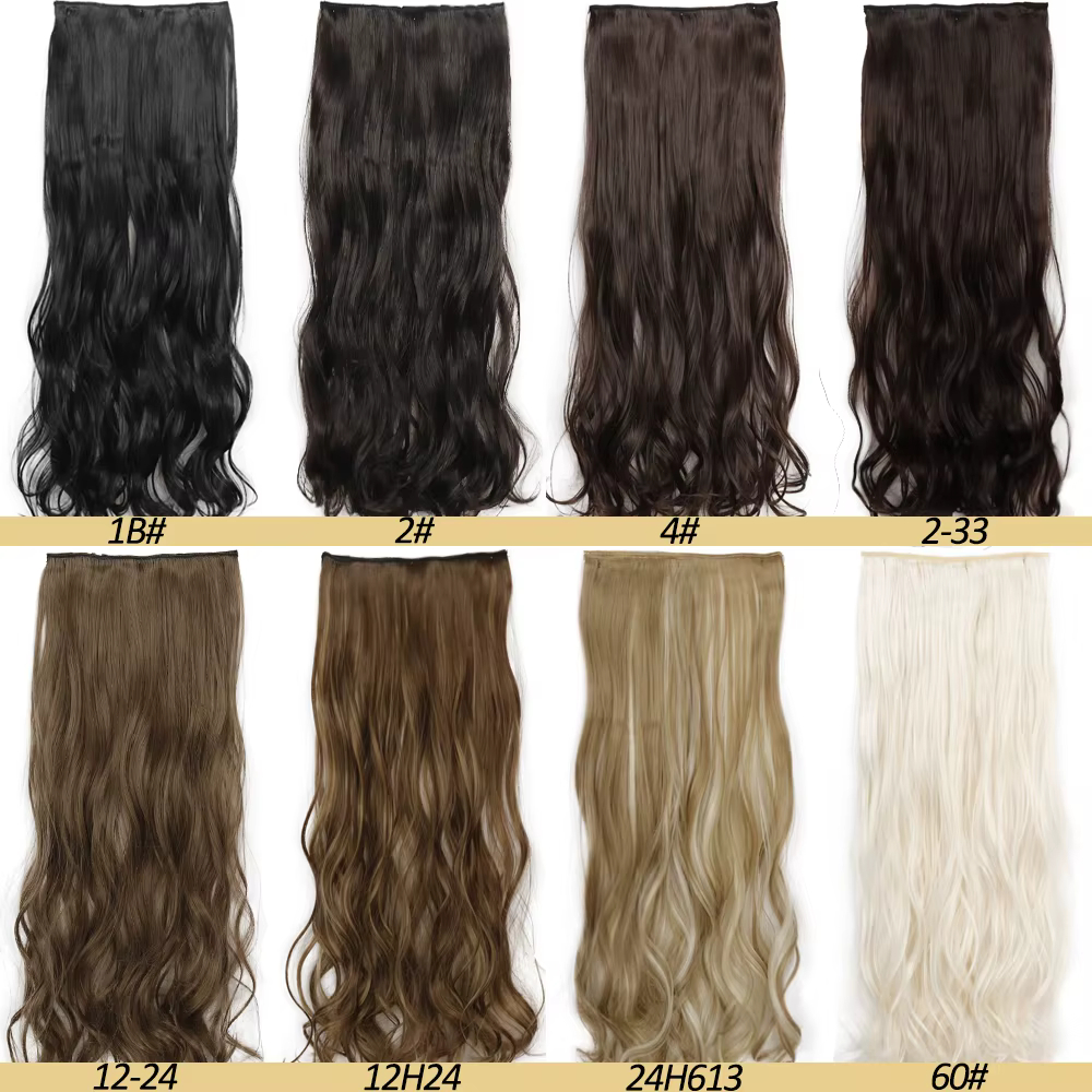 NICESY synthétique longue ondulée 5 Clips Extensions de cheveux 22 pouces/32 pouces pince sur Extens