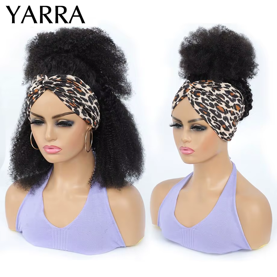 YARRA – perruque brésilienne Remy 100% naturelle, cheveux crépus bouclés, bandeau, densité 180%, ent