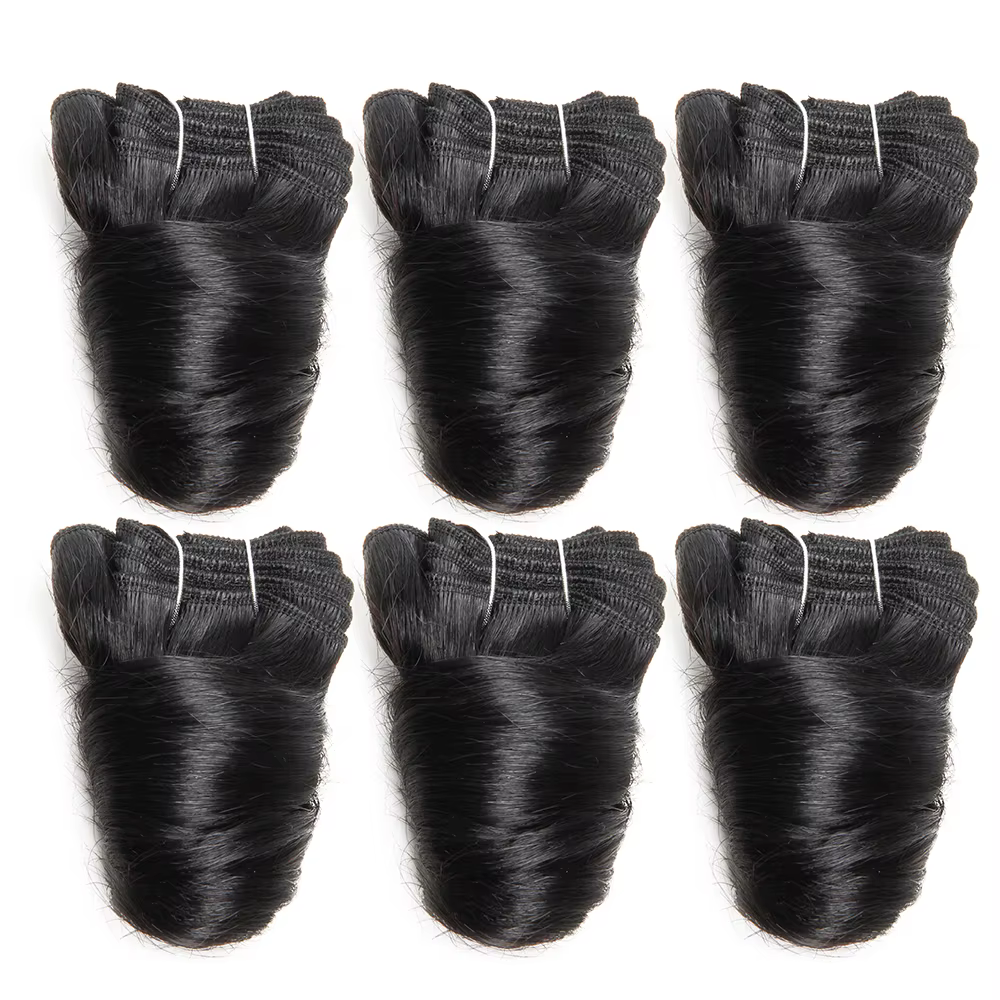 MISY-Mèches Brésiliennes Naturelles Courtes Bouclées, Extensions de Cheveux à Double Proximité, 8 Po
