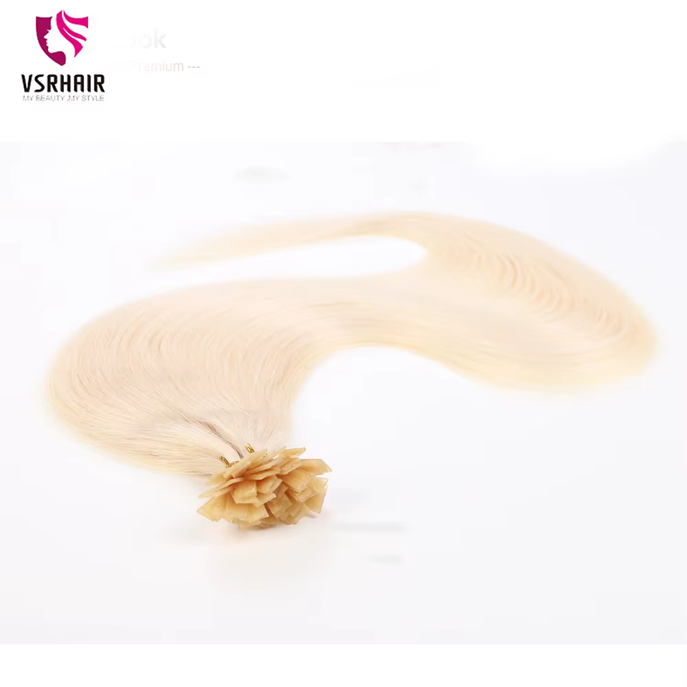 KTKerBrian-Extensions de Cheveux Naturels Remy à Pointe Plate, Blond Platine, 60cm, 50 Pièces/Paquet