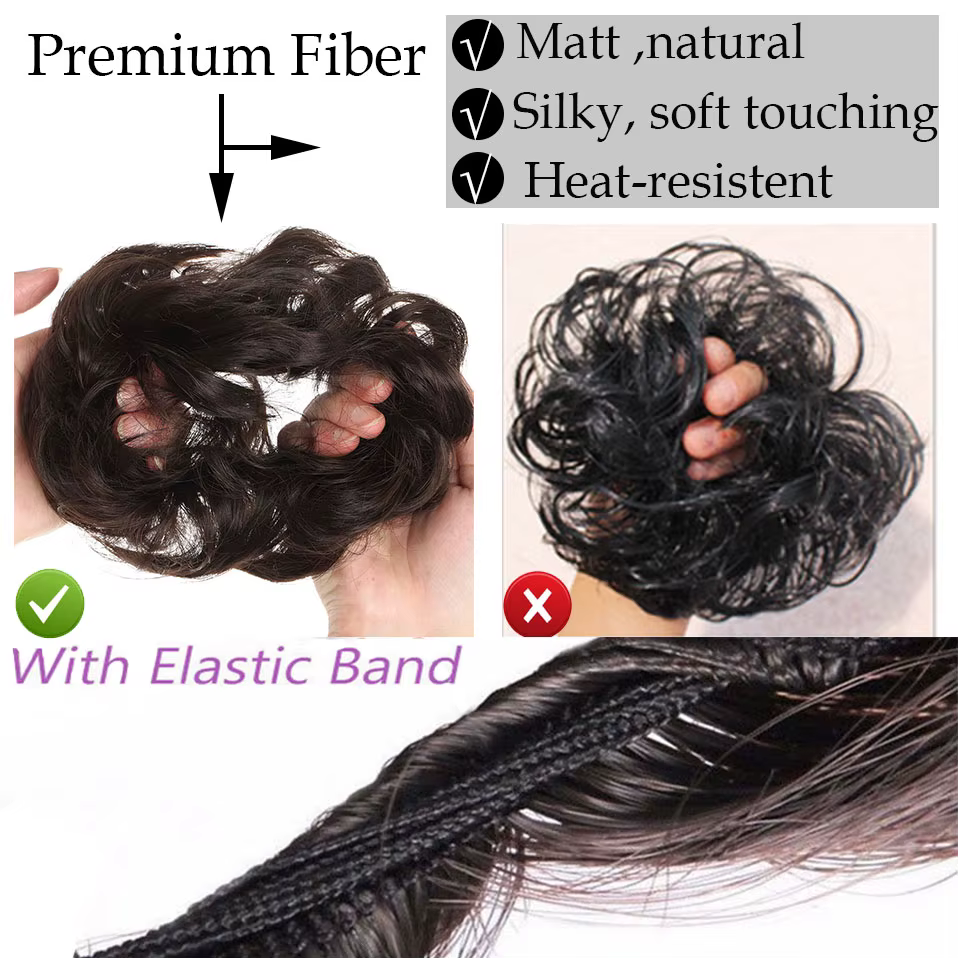 S-noilite bande élastique synthétique avec cheveux bouclés Chignon cheveux femmes cordon queue de ch