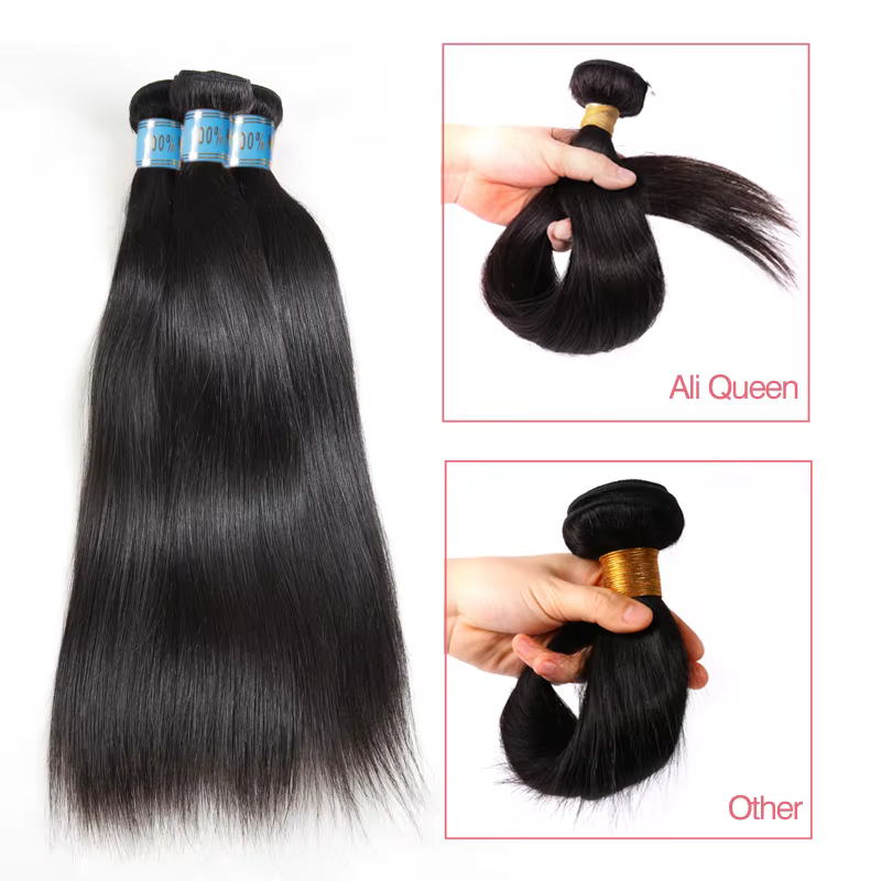 Ali Queen cheveux péruvien droit brut vierge cheveux humains paquets 8 "-28" couleur naturelle 3/4 p