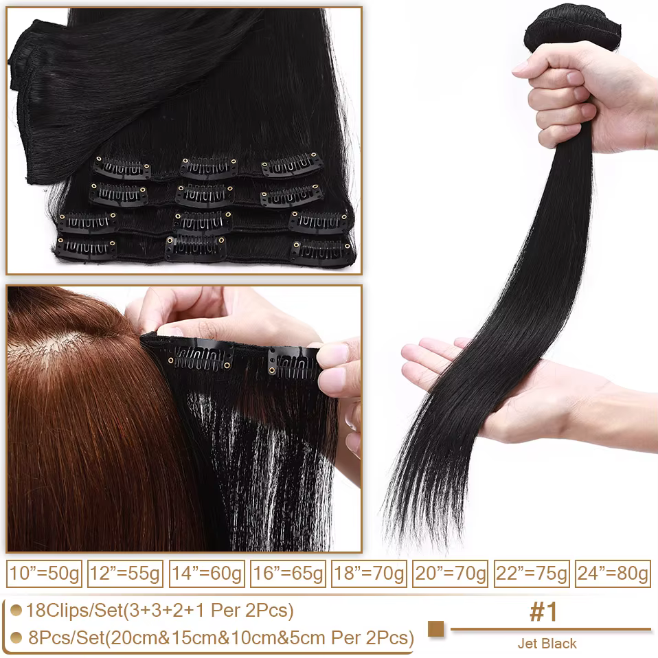 S-noilite-Extensions de Cheveux Naturels, Postiche Lisse et Fine, 10-24 Pouces, Pince pour Tête Comp