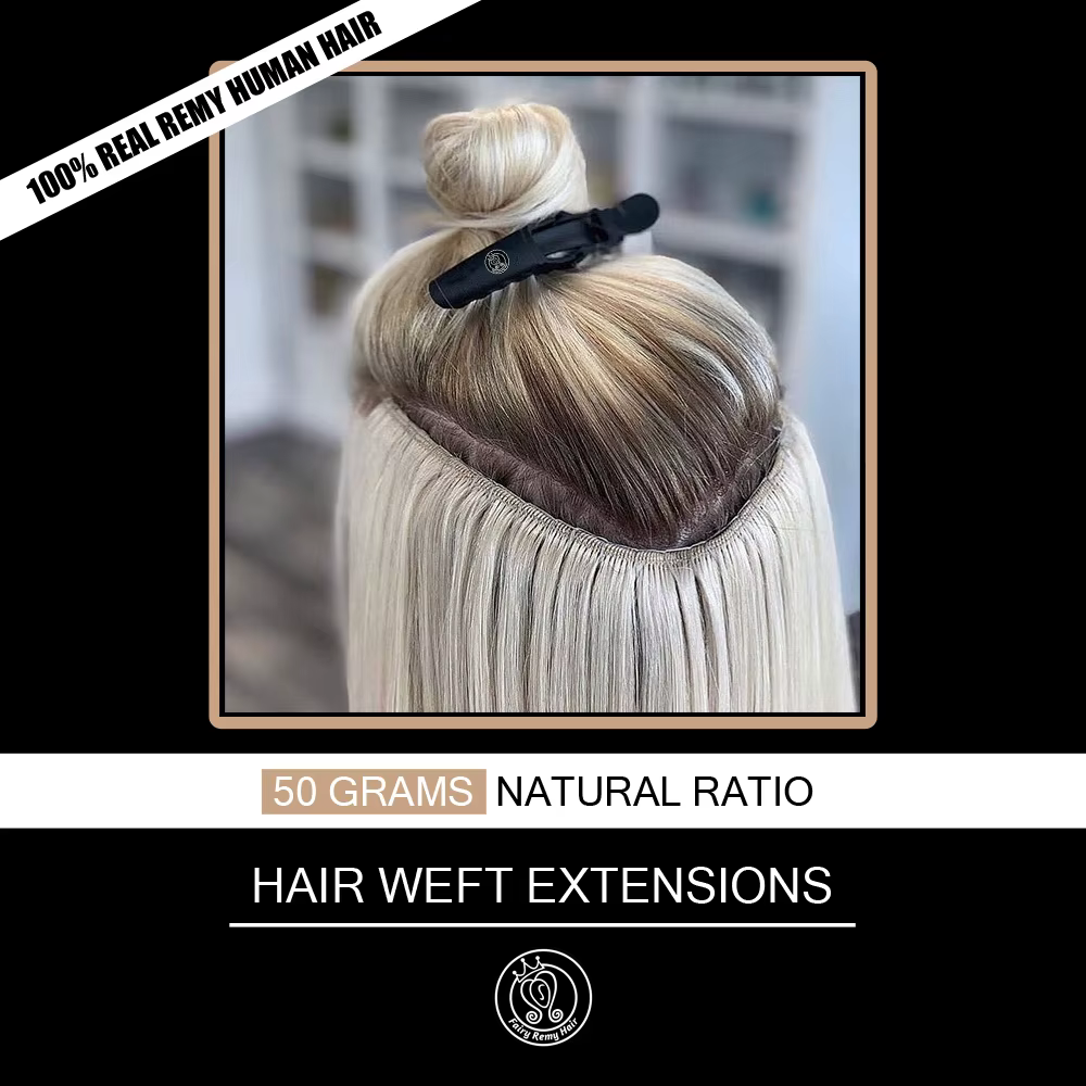 Fée Remy cheveux réel européen droit cheveux humains armure faisceaux 16-24 pouces platine blond Rem