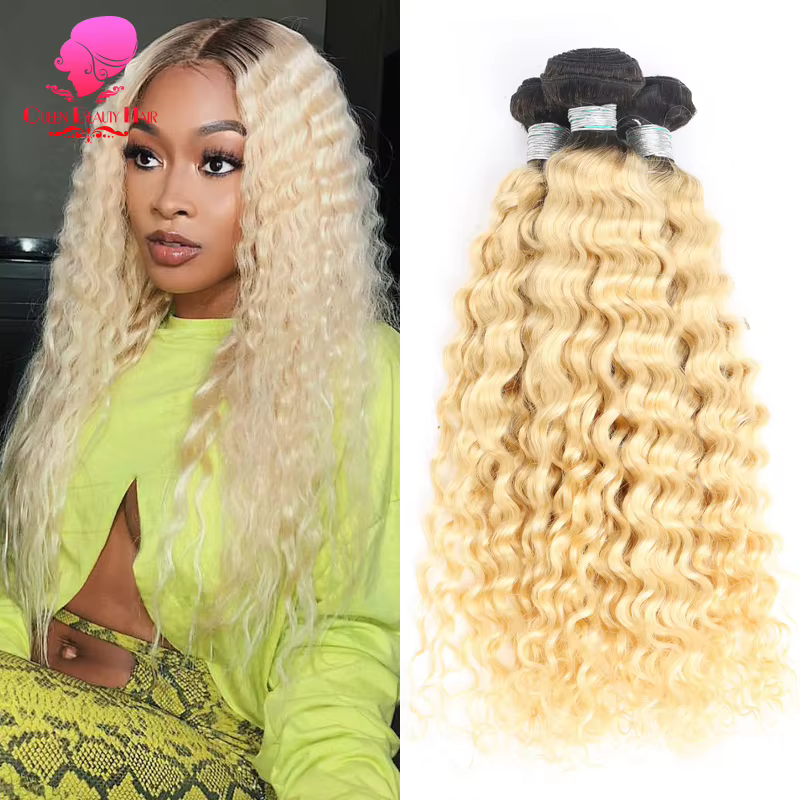 Reine 1/3/4 Bundle 1B 613 Ombre Blonde Platine couleur deux tons racines foncées malaisienne vague p