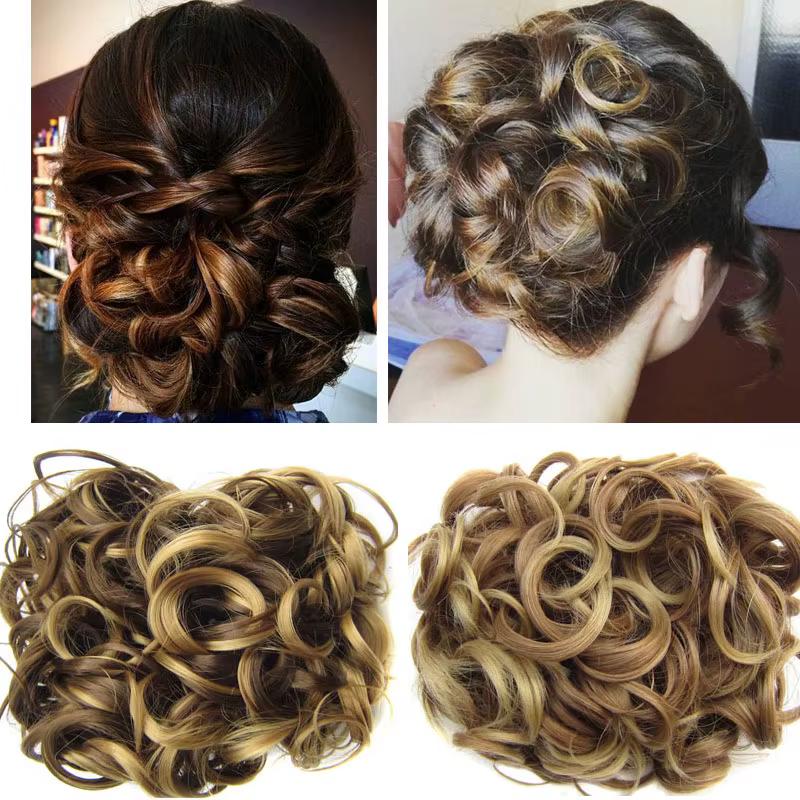 Jeedou synthétique Updos cheveux bouclés Chignon pince sur cheveux Chignon Pad Style rétro femmes po