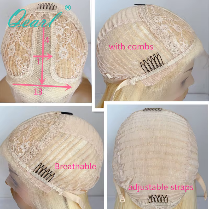 Qearl Hair-Perruque Bob Lace Front Wig sans colle naturelle, cheveux courts et lisses, reflets blanc