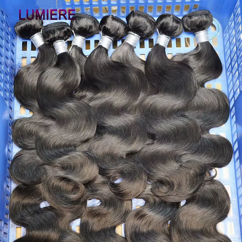 Paquets de vague de corps brut vierge 18A avec fermeture frontale HD fermeture de dentelle transpare