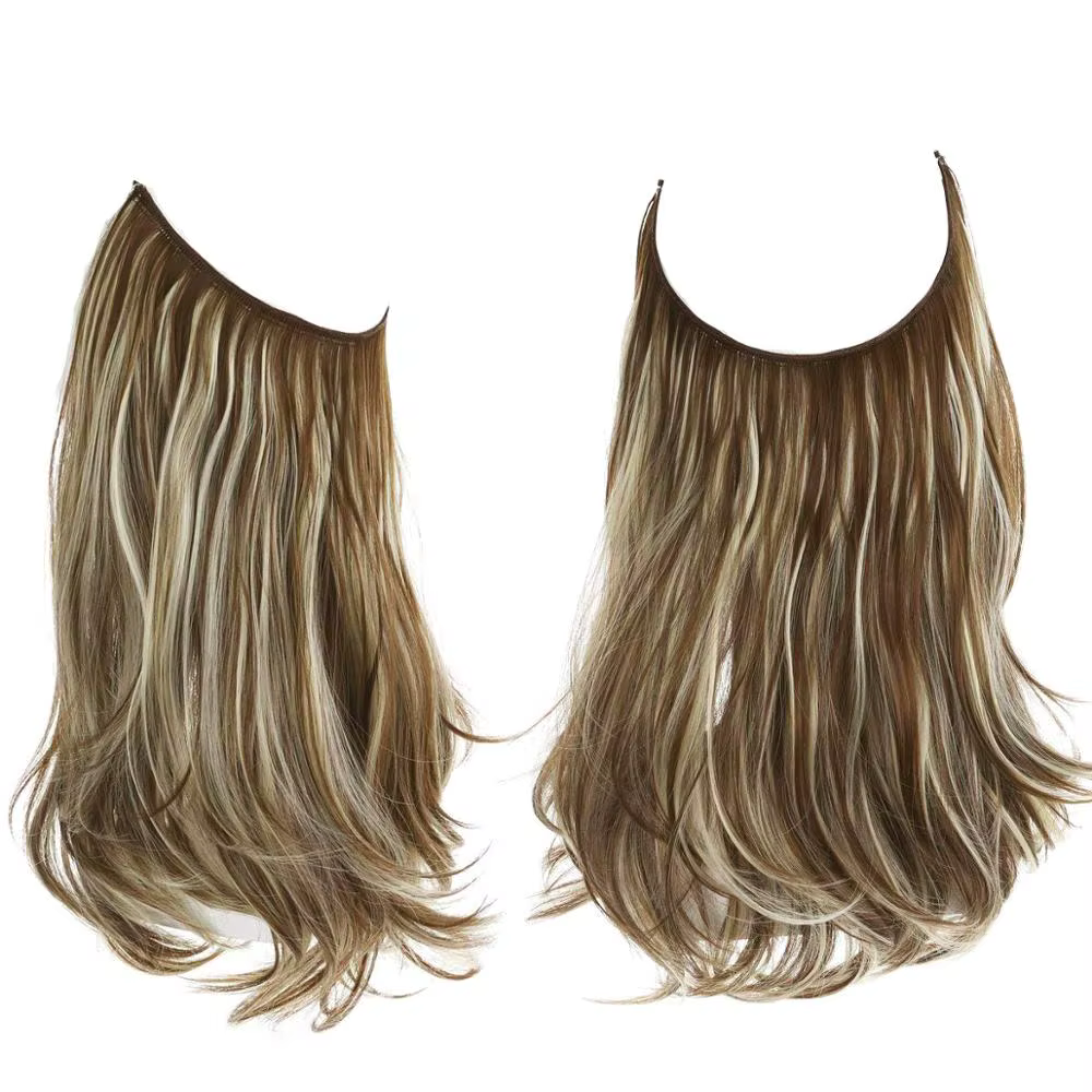 Extensions de cheveux synthétiques naturelles, faux cheveux artificiels ondulés sans Clip, ombré, bl