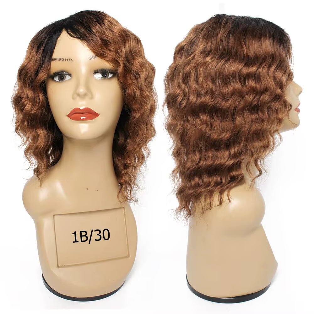 Perruques péruviennes naturelles, ondulées, couleur noire naturelle, ombré, blond miel, 1B 27/30, fa