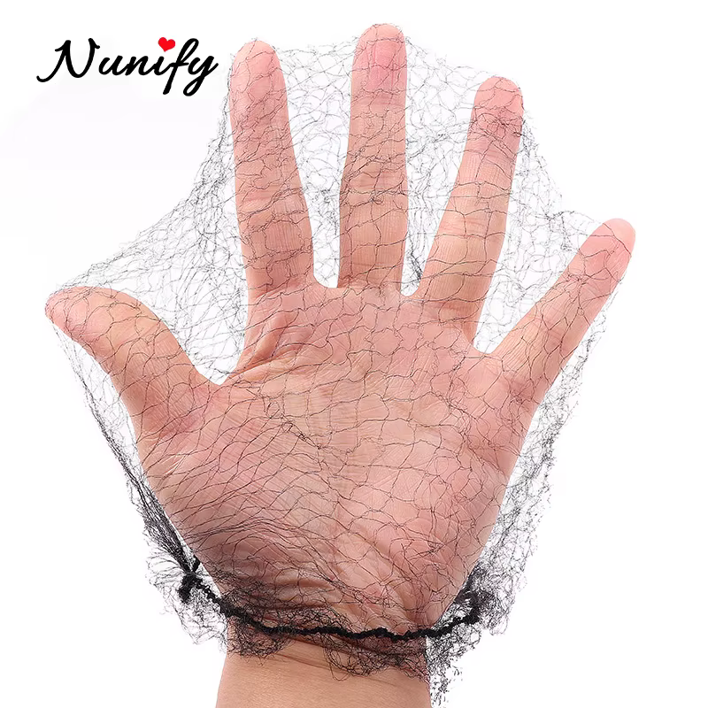 Nunify noir 100 pièces filets à cheveux Invisible bord élastique maille accessoires de déguisement p