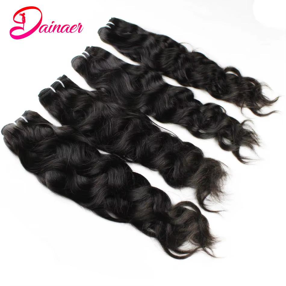 Extensions de cheveux humains vierges indiens, faisceaux de vague naturelle, peuvent être tehonneur,