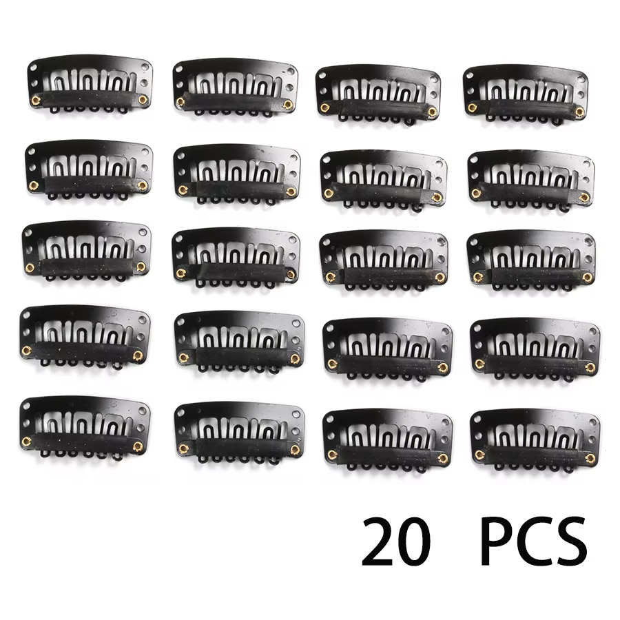 Alileader-Pinces d'extension de cheveux pour femmes, 20 pièces/lot, 6 dents, 33mm, noir/blanc, offre