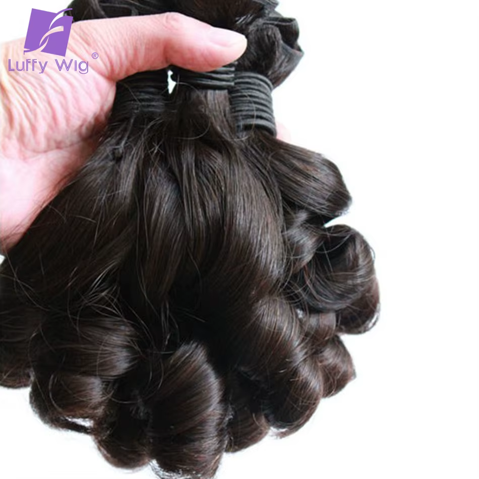 Luffy – tissage en lot brésilien naturel Remy bouclé et rebondissant, Double tirage, Extensions de c