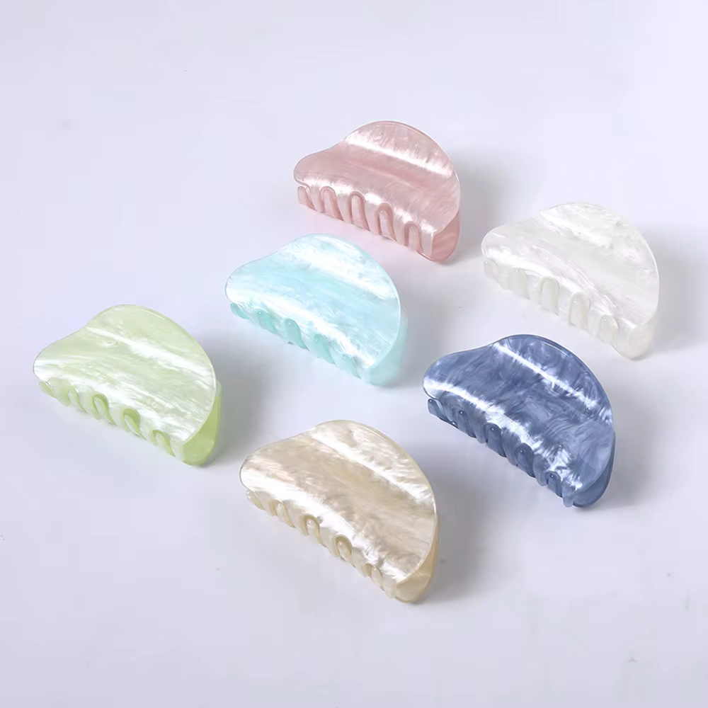 Pince à Cheveux en Acrylique à Rayures Marbrées pour Femme, Crabe, Griffes, Outil de Lavage, Accesso