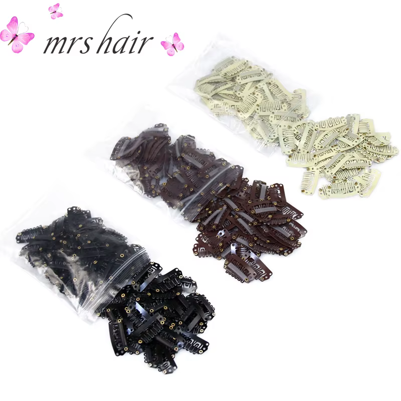 50pcs 2.8cm Extensions de cheveux pince pinces à cheveux pour cheveux Snap Clips avec Silicone dos p