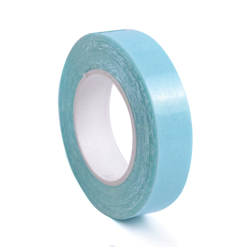 Rouleau professionnel dédié bleu 1cm x 3m, ruban adhésif Double face fort pour Extension de cheveux,