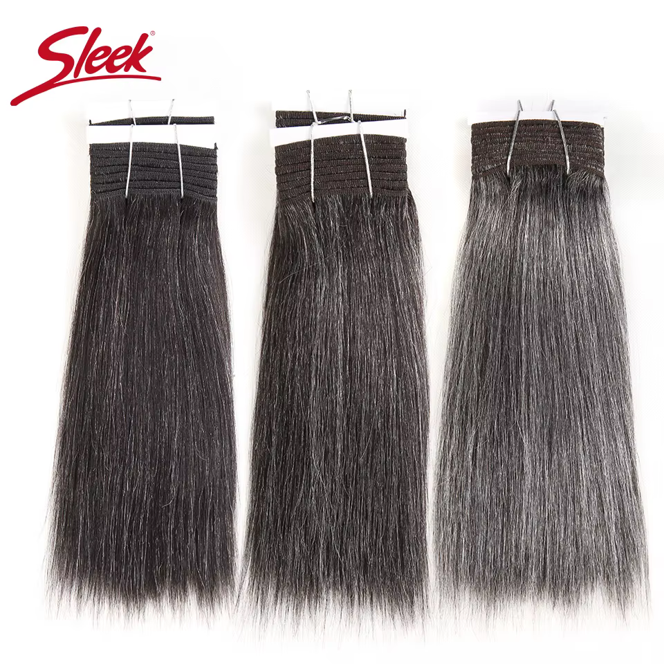 Cheveux élégants brésiliens Double tirage Remy cheveux humains armure courte Yaki droite # 44 # 34 #