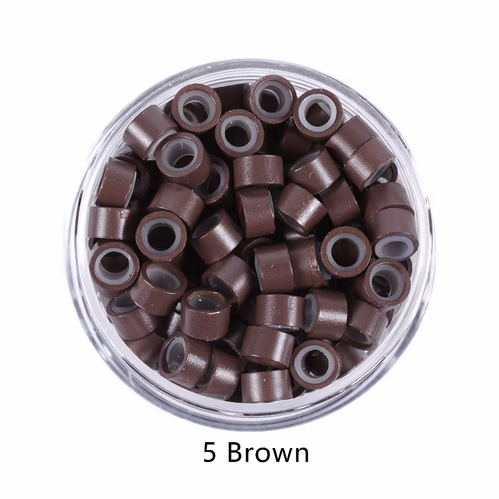 100 pièces 5.0*3.0*3.0mm Micro anneaux/liens/perles doublés de Silicone MICRO anneau lien sertissage