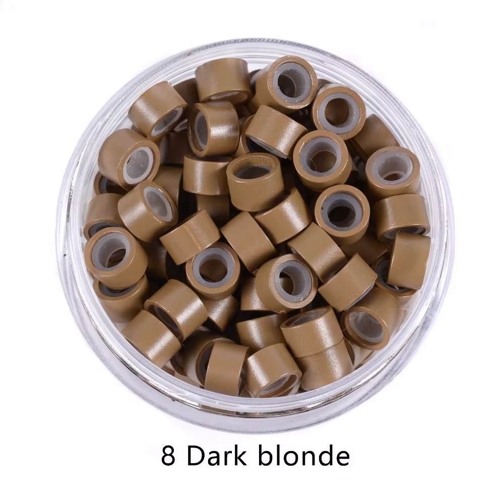 100 pièces 5.0*3.0*3.0mm Micro anneaux/liens/perles doublés de Silicone MICRO anneau lien sertissage