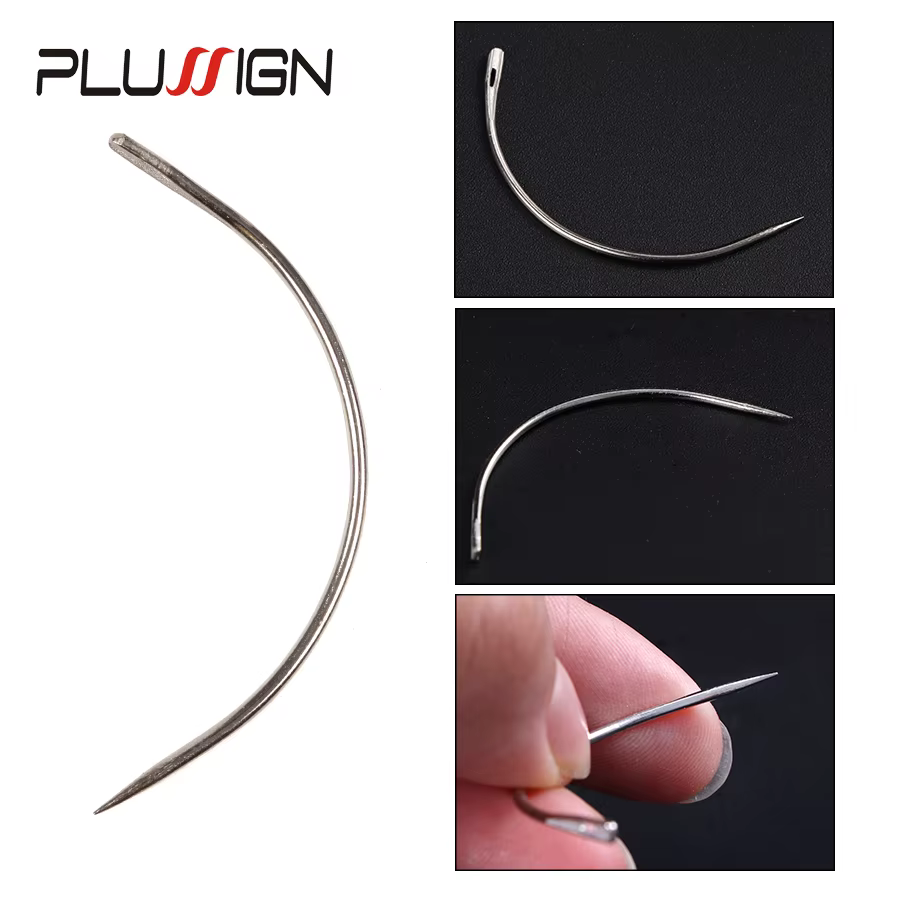 Plussign 12 pièces/lot aiguilles incurvées en acier inoxydable Type C perruque faisant des aiguilles
