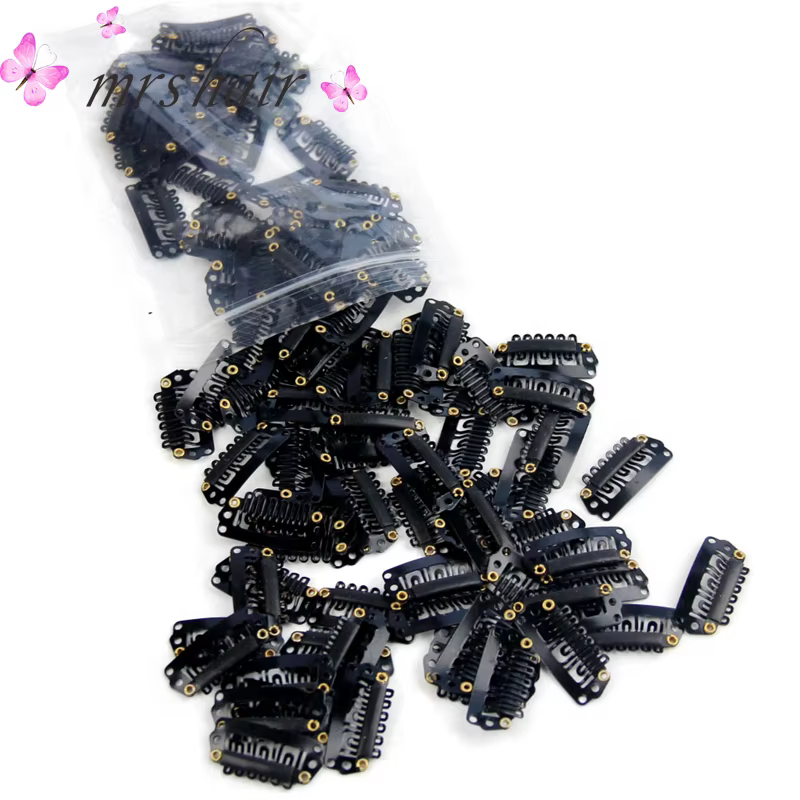 50pcs 2.8cm Extensions de cheveux pince pinces à cheveux pour cheveux Snap Clips avec Silicone dos p