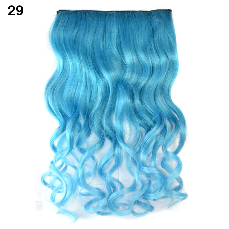 Jeedou une pièce synthétique Clip-in Extension de cheveux Ombre ondulé noir bleu dégradé moderne Cos