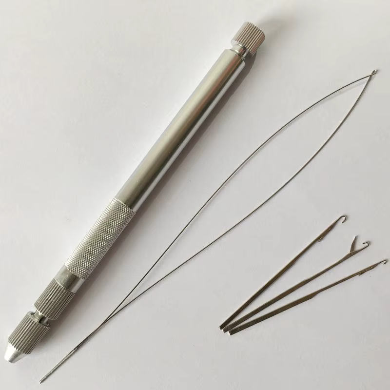 1 ensemble de tubes métalliques pour extensions de cheveux avec 3 aiguilles et 1 boucle pour extensi