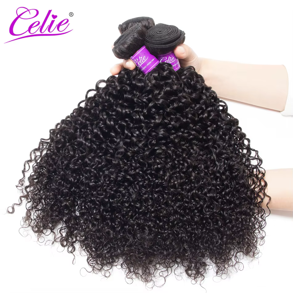 Tissage en lot brésilien Remy naturel bouclé noir-Celie, extension de cheveux, 100g/pièce, 3 lots