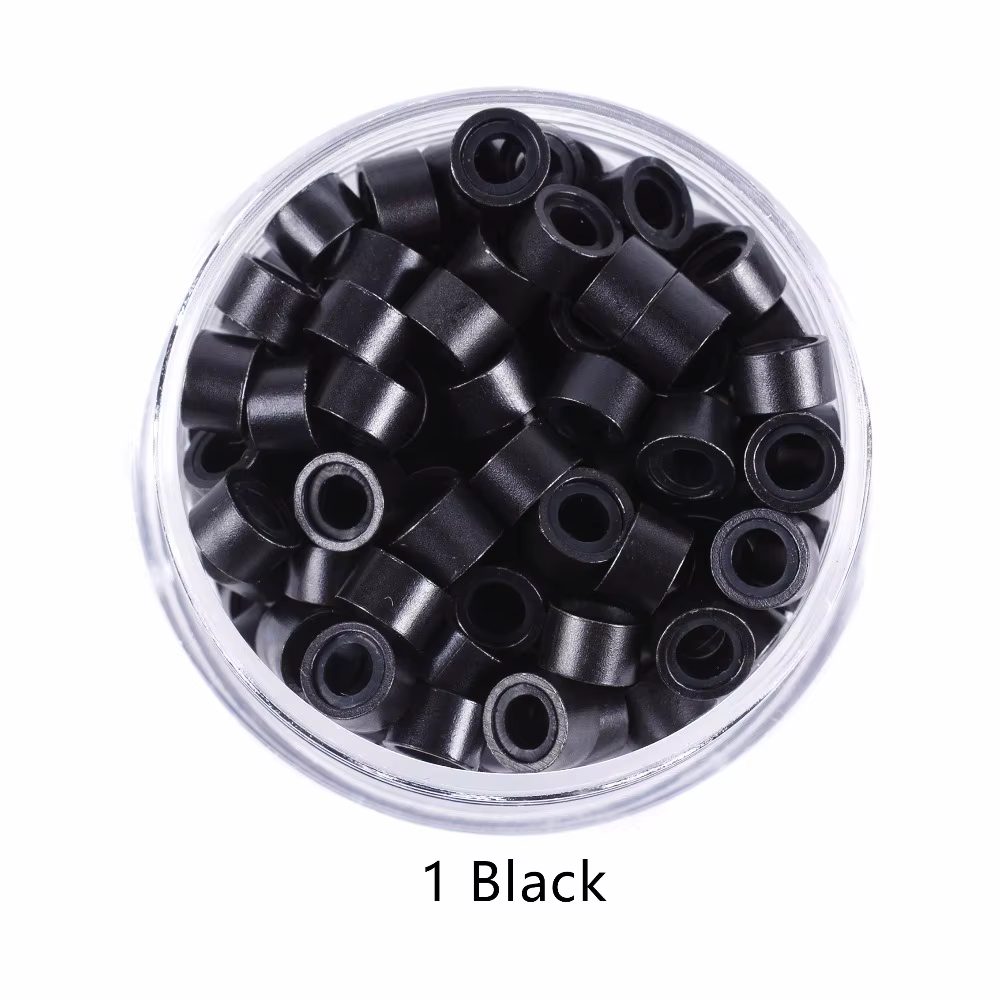 100 pièces 5.0*3.0*3.0mm Micro anneaux/liens/perles doublés de Silicone MICRO anneau lien sertissage
