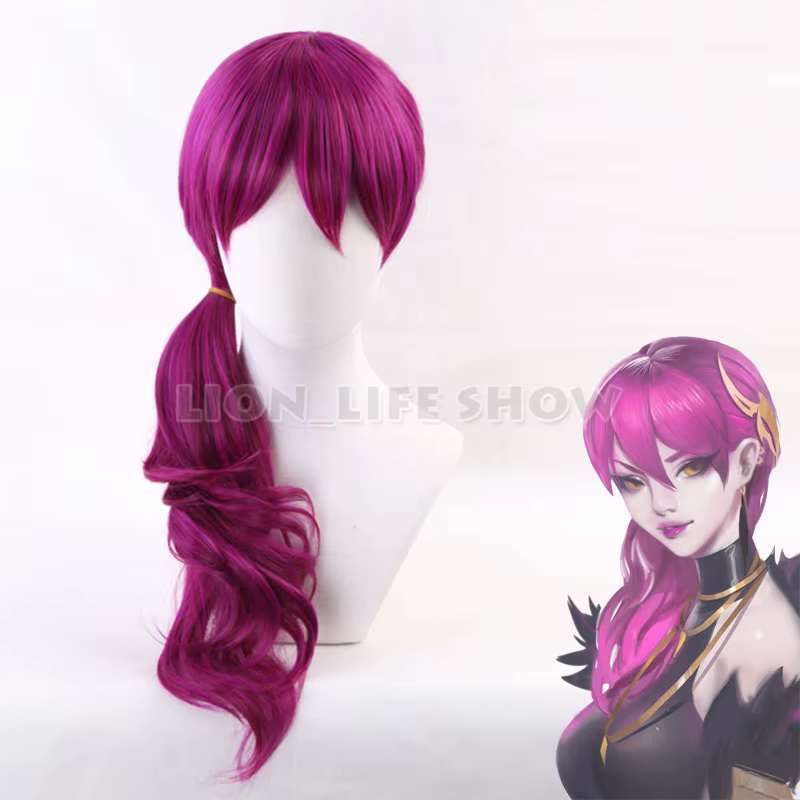 Perruque Cosplay synthétique KDA – personnages de jeu LOL K/DA evelyn, perruque Rose rouge résistant