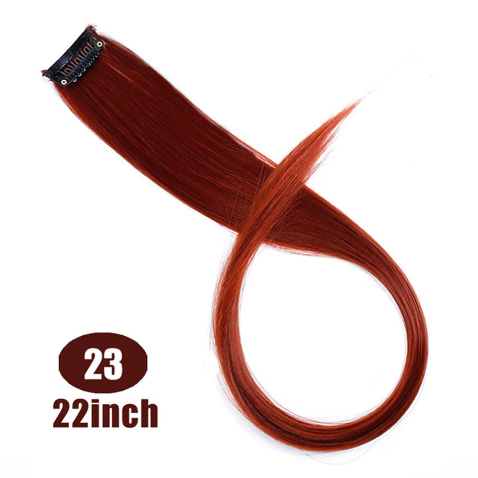 HUAYA-Extensions de Cheveux Synthétiques Longs et Lisses Colorés, Mèches sur Barrettes, Pinces, Faus