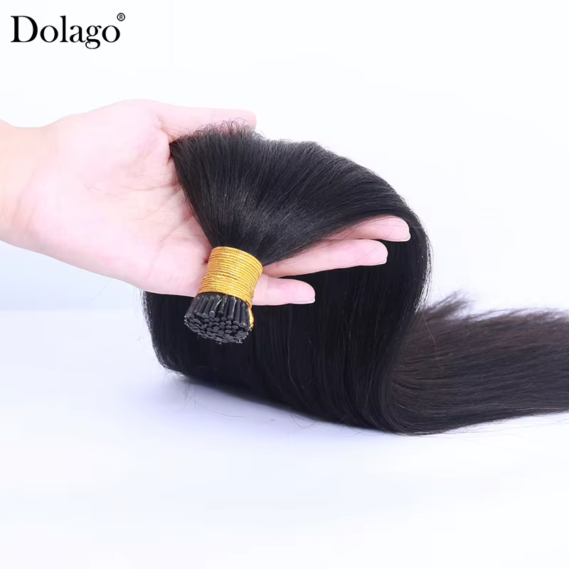 Mèches Brésiliennes Naturelles Noires, Cheveux Crépus Lisses, Yaki Clair, Microlinks, pour Femme