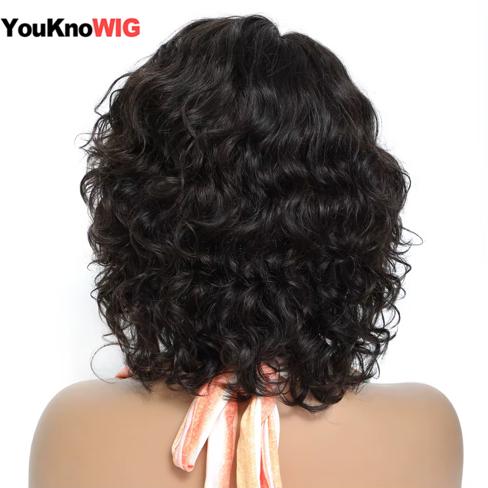 Perruque Lace Front Wig Body Wave brésilienne Remy naturelle, cheveux courts, 13x1 HD, pour femmes