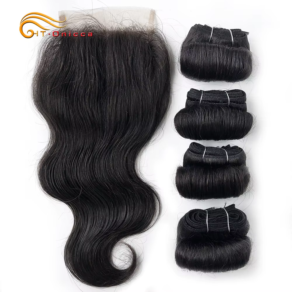 Htonicca – Extensions de cheveux courts Style Bob, tissage de cheveux brésiliens naturels Remy, ombr