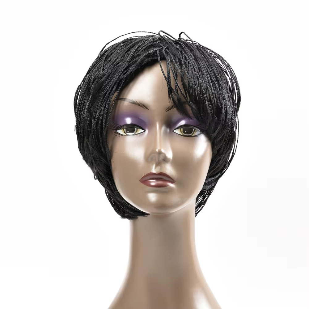 Perruque tressée en boîte de Crochet pour femmes noires, cheveux africains synthétiques coupe Pixie,