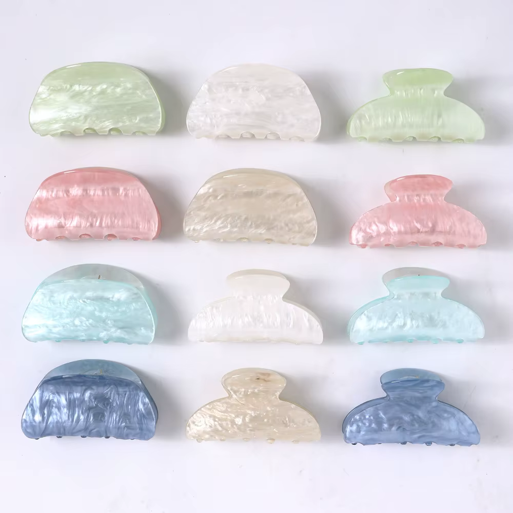 Pince à Cheveux en Acrylique à Rayures Marbrées pour Femme, Crabe, Griffes, Outil de Lavage, Accesso