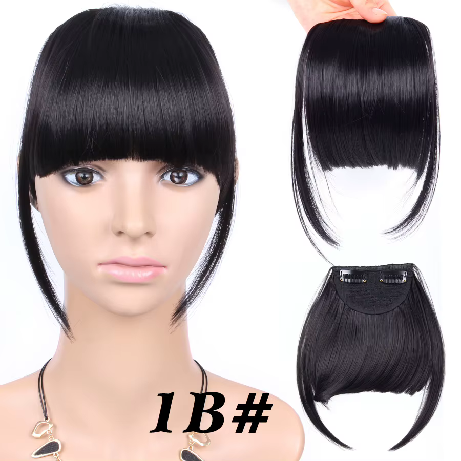 Leeons synthétique frange frange Extensions de cheveux pince en frange 6 pouces court droit postiche